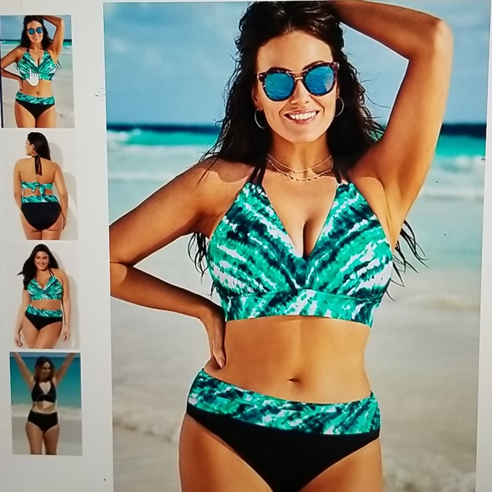 Torquoise halter bikini